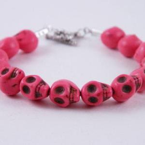 Pink Skull Women's Toggle Bracelet