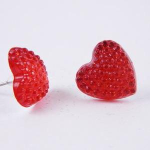 Red Sparkle Queen Of Hearts Post Stud Earrings
