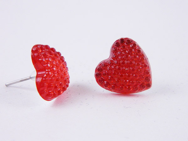 Red Sparkle Queen Of Hearts Post Stud Earrings